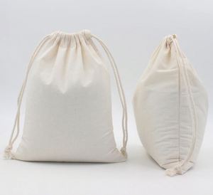 Sac à poussière en toile de coton blanc avec logo personnalisé imprimé pour chaussures de bébé, pochette d'emballage en coton de haute qualité avec cordon de serrage pour chaussures - Product Image 2