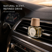 Diffuseur de parfum de luxe en verre pour grille d'aération de voiture, nouveau style, avec bouchon en bois, à clipser, huile essentielle, parfum Freesia, longue durée