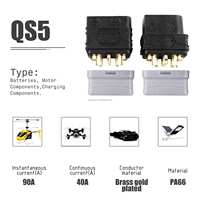 Connecteur anti-étincelles QS5 à courant élevé 60A, fiche de batterie plaquée or pour la charge de batteries au lithium de drones FPV, trottinettes électriques et vélos électriques