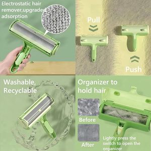 Rodillo Quitapelusas Reutilizable y Ecológico con Forma de Rana, Cepillo Adhesivo para Pelo de Mascotas, Limpieza Automática Bidireccional para Perros y Gatos - Product Image 3