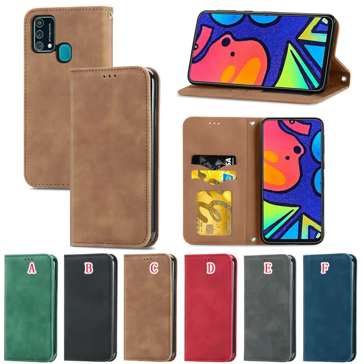 Cards Slot Retro Matte Magnetic Flip Leather Case For Samsung Galaxy M21S S21 Plus S21 Ultra A02S A12 A32 A52 A72 Wallet Cover