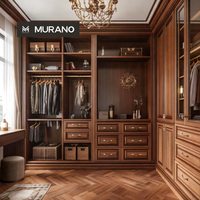 Conception de plan de configuration gratuite, Vente chaude, Armoire modulaire classique en bois foncé, type dressing, avec système de suspension de vêtements et de tiroirs zonés