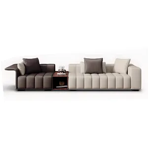 Luce italiana di lusso pianoforte chiave in pelle divano minimalista soggiorno villa grande piano piano angolo chaise divano