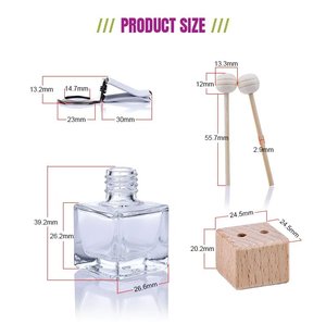 Rỗng rõ ràng gỗ treo xe hương thơm khuếch tán 8ml 10ml làm mát không khí Cube Frosted xe treo chai nước hoa với nắp gỗ - Product Image 5