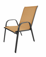 Chaise de jardin extérieure empilable à vente directe d'usine avec siège en tissu Teslin et cadre en acier enduit de poudre antirouille