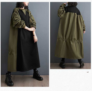 Moda alla moda autunno inverno donna donna manica lunga a contrasto colore blocca largo <span class=keywords><strong>lungo</strong></span> Maxi <span class=keywords><strong>abito</strong></span> dritto Casual da donna - Product Image 4