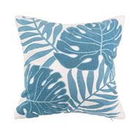 Housse de coussin décorative 100% coton, broderie feuilles vertes tropicales, pour canapé, salon, décoration intérieure NLS-Cotton