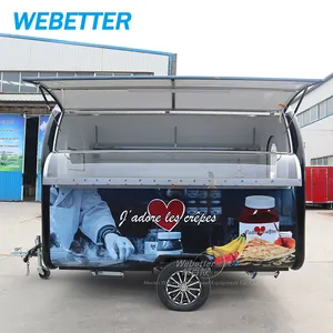 Street mobile small bubble tea ice cream food truck mini round fast food trailer with full kitchen equipments for sale