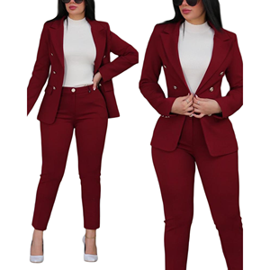 2024, venta al por mayor, pantalones Blazer de Color sólido <span class=keywords><strong>para</strong></span> mujer, conjunto de <span class=keywords><strong>dos</strong></span> piezas, trajes de negocios informales <span class=keywords><strong>para</strong></span> primavera y otoño de longitud larga - Product Image 3