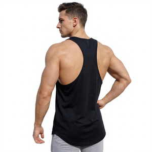Men's <b>Black</b> Sleeveless <b>Tank</b> <b>Top</b> O-Neck Solid Color Knitted Casual Wear Breathable Fitness Gym Shirt - Product Image 1