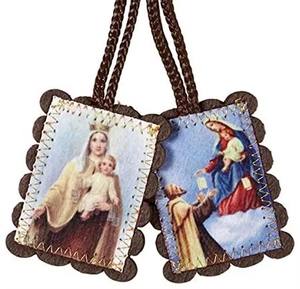 Scapulaire marron Notre-Dame du Mont-Carmel Saint-Simon Stock avec Saint-Benoît et Crucifix - Product Image 3