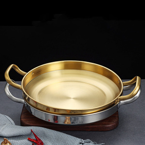 Plats de service peu profonds de <span class=keywords><strong>paella</strong></span> de chauffe-plats de marmite sèche Sukiyaki d'acier inoxydable commercial - Product Image 4