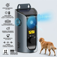 Répulsif Solaire Ultrasonique à Trois Têtes pour Chiens, Écran LCD, Étanche IPX5, 3 Modes, Portée 15M, Écologique, Anti-Aboiement Prolongé
