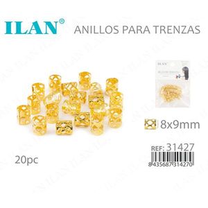 Anillos Ilan para trenzas, 8x9mm, color dorado, 20 piezas, accesorios para el cabello - Product Image 3