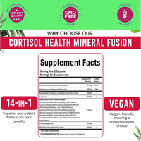 Glycinate de magnésium 3-en-1 250 mg en capsules avec L-théanine, vitamine B6, Ashwagandha, végétalien, marque blanche