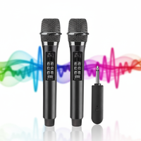 Microphone sans fil professionnel UHF à fréquence fixe, 2 canaux, avec suppression du bruit, portée de 20 m, en alliage métallique, pour les fêtes