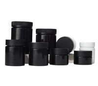 Pot en plastique PET noir mat de 2oz 3oz 4oz avec bouchons CRC résistants aux enfants pour crème en poudre