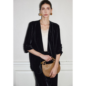 Blazer de Terciopelo de Seda de Morera 100% de Lujo para Mujer, Chaqueta Elegante de Manga Larga en Color Sólido, Ropa de Oficina para Otoño e Invierno 2026 - Product Image 2