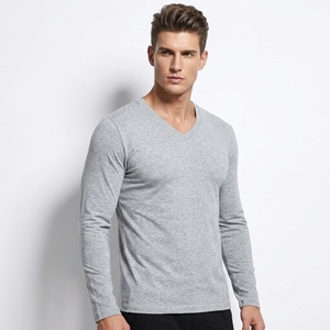 <span class=keywords><strong>T</strong></span>-<span class=keywords><strong>shirt</strong></span> à manches longues pour homme, col en V, motif uni, tissu <span class=keywords><strong>côtelé</strong></span>, <span class=keywords><strong>t</strong></span>-<span class=keywords><strong>shirt</strong></span> thermique uni décontracté - Product Image 5