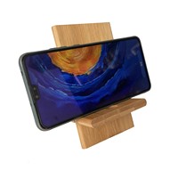 Soporte de Bambú para Teléfono con Logotipo Personalizado, Soporte Desmontable para Teléfono Celular de Escritorio con Orificio para Cable de Carga, para Regalos Promocionales