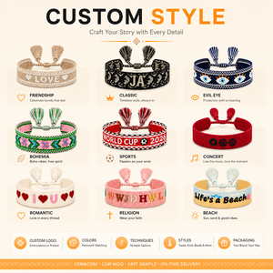 Bracelet tissé personnalisable avec logo, vente en gros, bracelets à breloques, accessoires, bracelets en corde tendance sur mesure pour femmes - Product Image 2