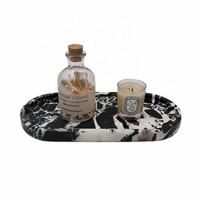 Plateau rectangulaire WeiVibe en pierre de viola noire, marbre naturel veiné blanc, organiseur de vanité, plateau de service pour salle de bain et chambre à coucher