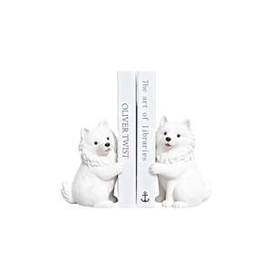 Porte-livres figurine Samoyède blanc - Cadeau personnalisé en résine, sculptures d'animaux faites à la main, organisateurs de bibliothèque idéaux et cadeaux uniques pour chiens - Product Image 1