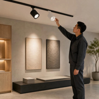 Spot LED magnétique 12W pour rail, luminaire de plafond en aluminium, éclairage sur rail moderne et réglable pour bureaux et bâtiments