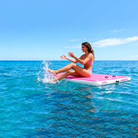 Île flottante gonflable en PVC et tissu Drop Stitch, ponton de pêche, tapis de yoga aquatique 180x150x15cm pour sports nautiques