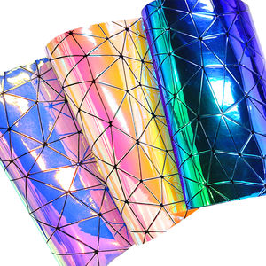 Tissu vinyle holographique géométrique en relief, effet miroir réfléchissant, thermosensible, haute qualité, pour la décoration de chaussures, sacs et loisirs créatifs - Product Image 1