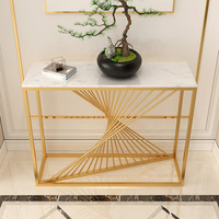 RW ST-A01 Table console murale en fer forgé, style moderne et minimaliste, pour entrée, couloir, hall, meuble d'entrée de luxe léger pour la maison