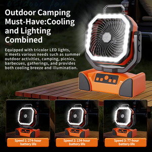 Ventilador de Camping Multifuncional Profesional para Exteriores con Luz, Batería Recargable, 4 Velocidades, Oscilante y Portátil - Product Image 6