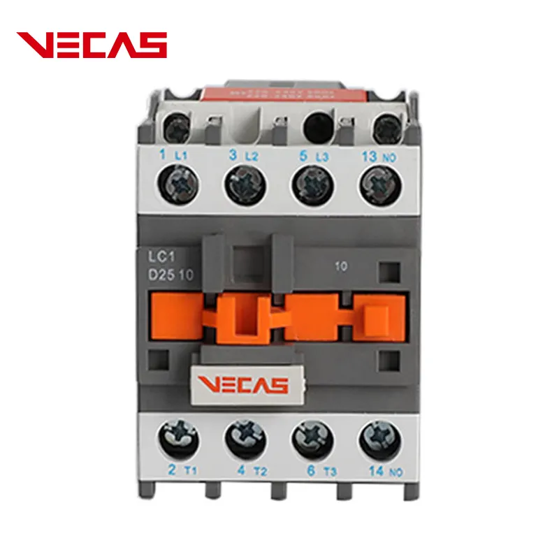 Vecas CJX2 LC1 D2510 Contactor AC 3 Polo 25A 12V 24V 110V 220V 360V 380V 50/60hz DC bobina eléctrica AC Contactor magnético