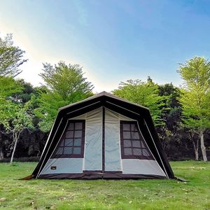 Tente de camping portable pliable pour pique-nique en extérieur, petite tente de rivière avec toit en colle noire, toutes saisons, en tissu Oxford double couche et acier - Product Image 4