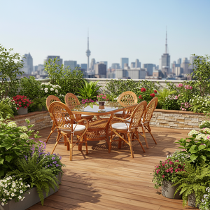 Ensemble de salle à manger en rotin Java, design moderne, mobilier de restaurant commercial, extérieur, hôtel, appartement, bureau, villa, centre commercial - Product Image 2