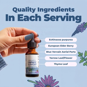 Gouttes liquides <span class=keywords><strong>de</strong></span> soutien lymphatique à base <span class=keywords><strong>de</strong></span> plantes OEM avec échinacée, <span class=keywords><strong>sureau</strong></span> et verveine bleue, formule végétalienne, 30 portions - Product Image 2