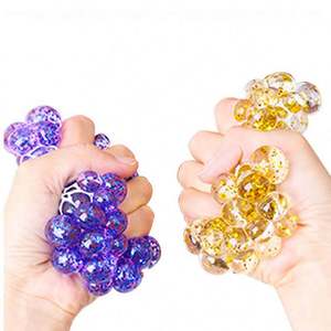 Hot Selling Colorful Mesh Squishy Grape Soft <b>Squeeze</b> <b>Ball</b> Toy Custom Anti-Stress TPR Paper Crape Grape <b>Ball</b> Top Stress Relief - Product Image 1