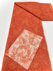 Bán Buôn Đầy Màu Sắc Bling Bling Tỏa Sáng <span class=keywords><strong>Sequin</strong></span> Thêu Pháp Lưới Chất Liệu Ren Vải 3M Một Mảnh Cho Phụ Nữ Ăn Mặc - Product Image 2