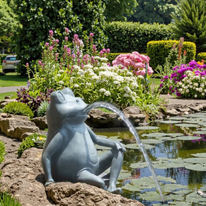 Cracheur d'eau <span class=keywords><strong>solaire</strong></span> animal japonais LED étang de jardin extérieur fontaines d'otaries cracheurs solaires en forme de champignon eau de bassin - Product Image 3