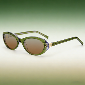 Lunettes de soleil en acétate vert olive rétro de luxe avec logo personnalisé, montures ovales de petite taille de haute qualité, verres polarisés TAC UV400 - Product Image 3
