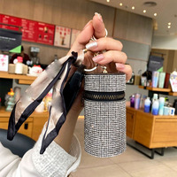 Ensemble de défense personnelle porte-clés pour femme et fille, en cuir PU avec strass, étui à rouge à lèvres, boîte de rangement pour brillant à lèvres, accessoires porte-clés, cadeaux