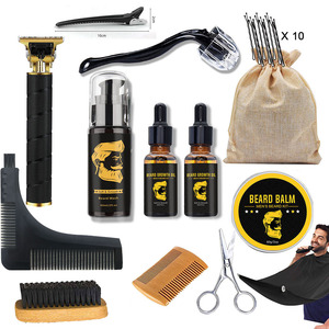 Kit de Cuidado de Barba con Bálsamo Hidratante, Suero para el Crecimiento, Recortadora Eléctrica, Peine de Doble Cara, Cepillo para Barba - Product Image 1