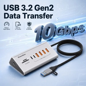 USB 3.2 Gen 2 10 Gbps Hub di trasferimento dati 6 porte USB <span class=keywords><strong>C</strong></span> Hub con 10 Gbps USB3.2 4 porte tipo A 2 porte tipo <span class=keywords><strong>C</strong></span> e lettore di schede TF SD - Product Image 1