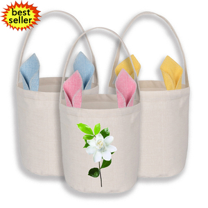 Sublimation Print good sale Easter Basket Canvas Customized Blank Easter Bunny Baskets Easter Storage Bags Rabbit Ear Baskets