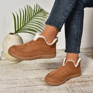 Nouvelles Bottes d'Hiver Décontractées pour Femmes 2024, Style Nord-Est, en Daim Vintage, Couleur Unie, Grande Taille, Chaudes et Tendance - Product Image 4