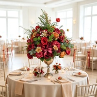 Décoration de festival classique, boule de fleurs et de plantes artificielles rouges de 50 cm pour la décoration de Noël, centre de table d'hôtel