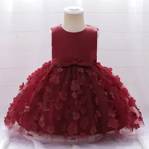 MQATZ Hot Sale Red Color Newborn Baby Dress India Kids Collection Smocked Vintage Dresses