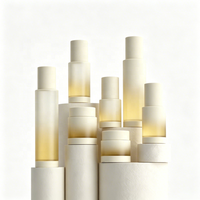 Ensemble de flacons et pots cosmétiques beige ambre avec bouchon, logo personnalisé pour marque, étiquette privée