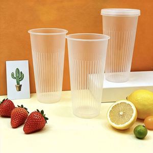 Gobelets à café, lait et thé jetables en PP de qualité alimentaire à double paroi givrés avec logo personnalisé, 20 oz (500 ml), écologiques, biodégradables, avec couvercles rigides - Product Image 1
