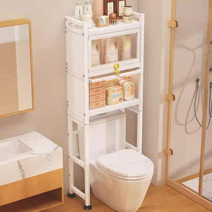 خزانة تخزين عملية عالية الجودة فوق المرحاض بطبقتين، منظم حمام معدني موفر للمساحة لتخزين مستلزمات الحمام - Product Image 3